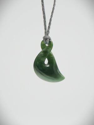 Moko Pounamu Single Pikorua (Twist) NZ Genuine Kawakawa Flower Greenstone - Matarangi