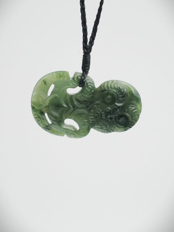 Moko Pounamu Hei Tiki Genuine NZ Kawakawa Greenstone  - Taringatura