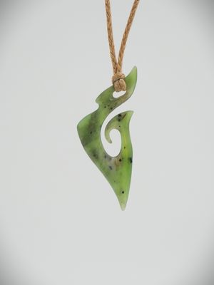 Moko Pounamu Hei Matau (Hook) NZ Genuine Totoweka Greenstone - Wairio