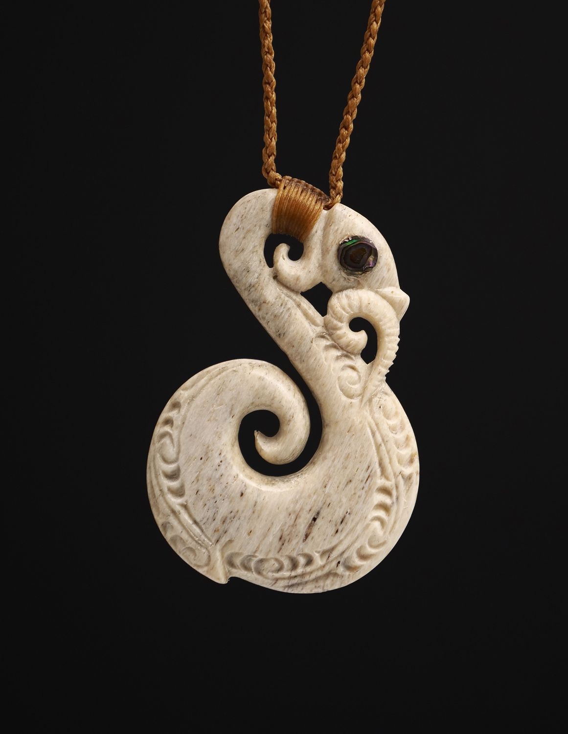 Moko Pounamu Manaia Genuine Whale Bone Carving - Niagara