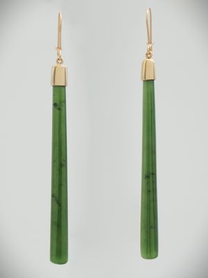 Moko Pounamu NZ Kahurangi Greenstone & 9ct Gold Earrings 11371