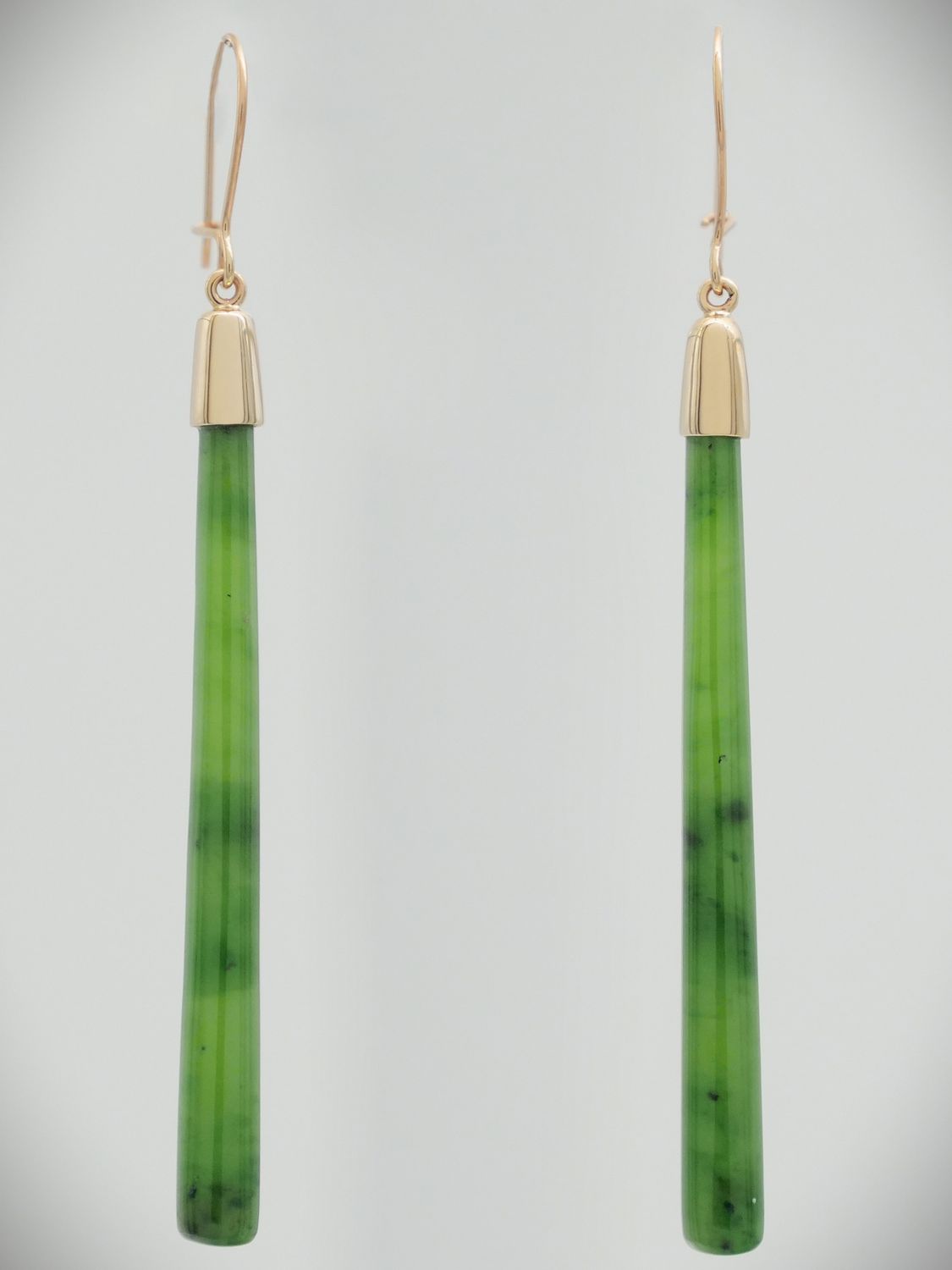 Moko Pounamu NZ Kahurangi Greenstone & 9ct Gold Earrings 11372