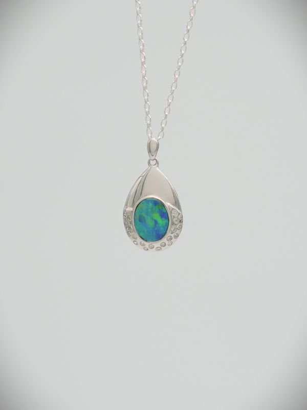 Black Opal, Diamonds & 18ct White Gold Pendant - SALE Black Opal, Diamonds & 18ct White Gold Pendant - SALE