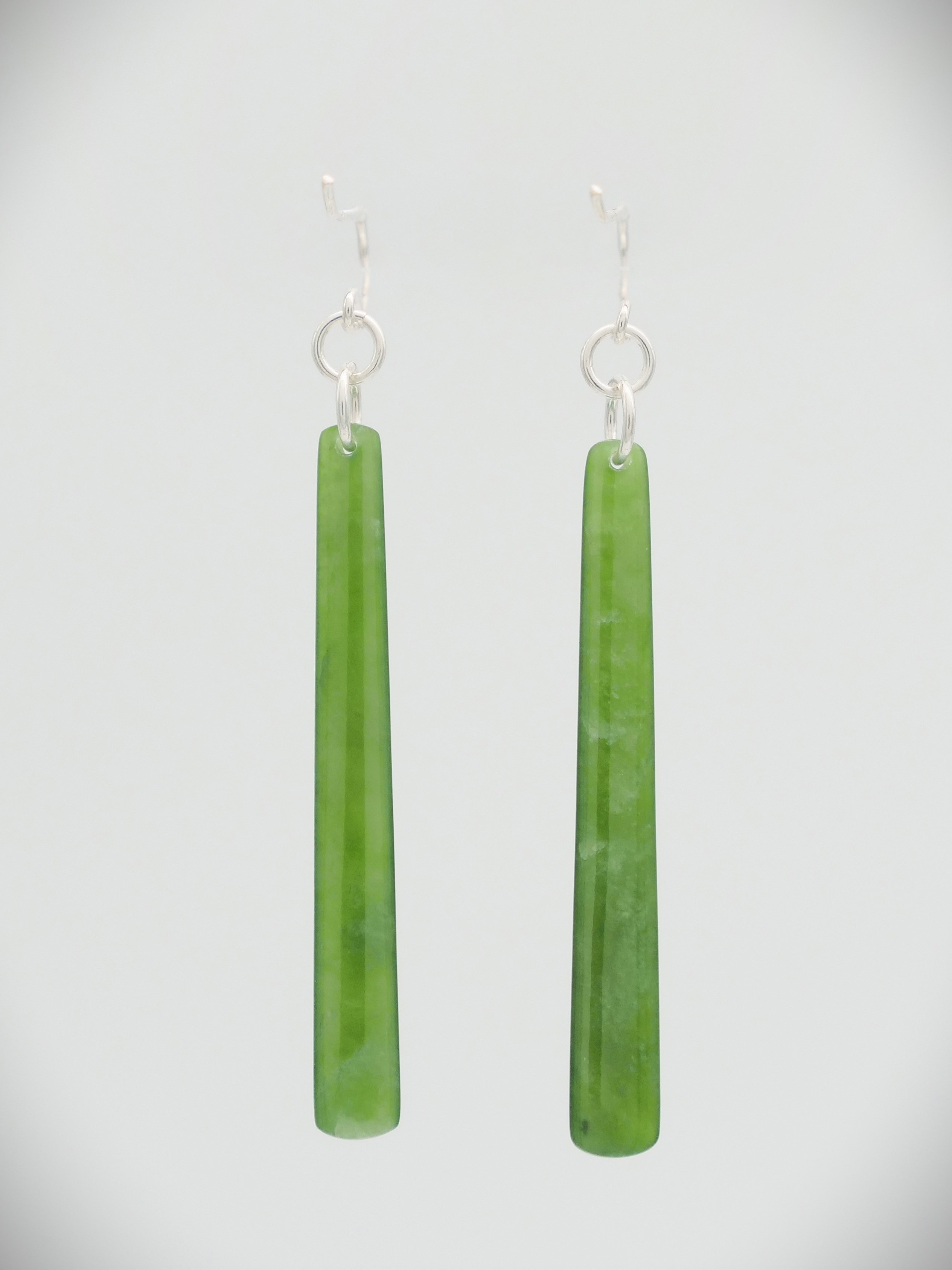 Moko Pounamu NZ Genuine Kahotea Greenstone  and Sterling Silver  Earrings 11398