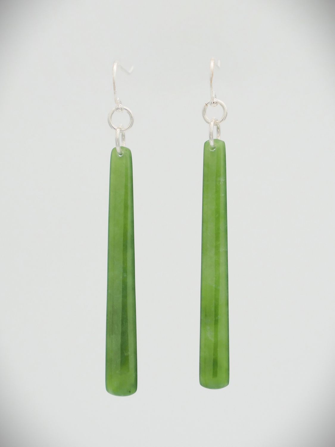 Moko Pounamu NZ Genuine Kahotea Greenstone  and Sterling Silver Drop Earrings