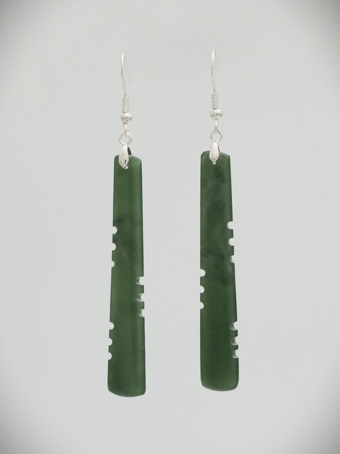 Moko Pounamu NZ Kawakawa Greenstone & Sterling Silver Earrings