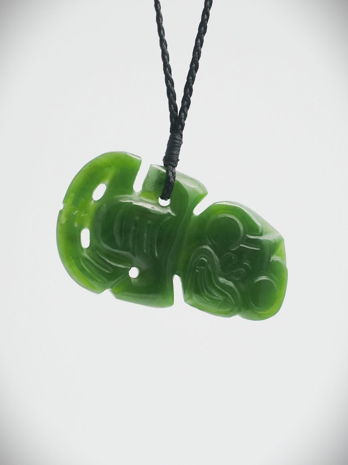 Moko Pounamu Hei Tiki Genuine NZ Kahotea Greenstone  - Oteramika