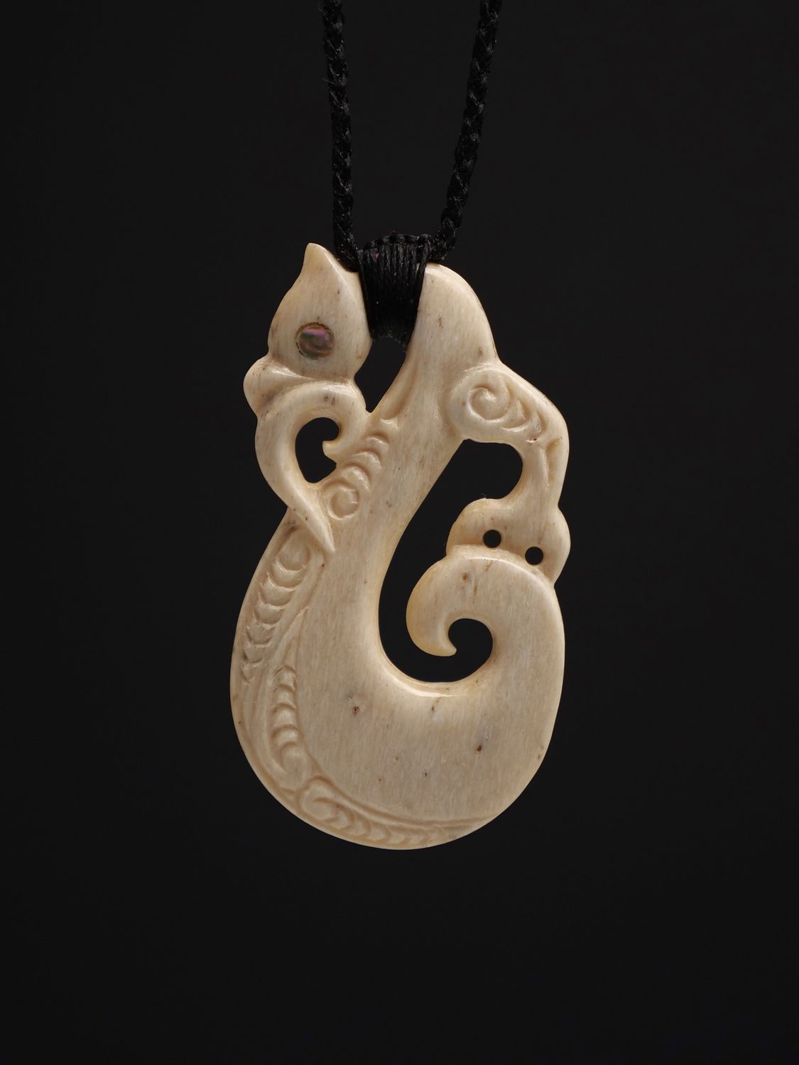 Moko Pounamu Manaia Genuine Whale Bone Carving - Tapanui