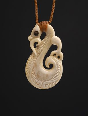 Moko Pounamu Manaia Genuine Whale Bone Carving - Waipahi