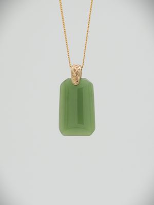 Moko Pounamu Kuru Drop NZ Genuine Inanga Greenstone & 9ct Gold - Anakoha