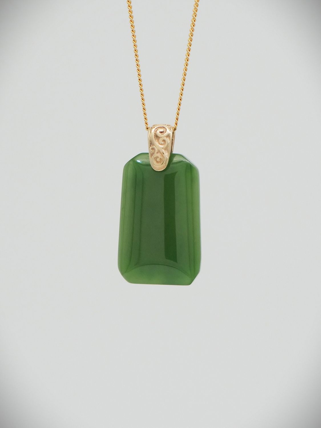 Moko Pounamu Kuru (Drop) NZ Genuine Kahurangi Greenstone & 9ct Gold - Waipahi