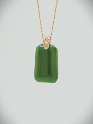 Moko Pounamu Kuru (Drop) NZ Genuine Kahurangi Greenstone & 9ct Gold - Waipahi