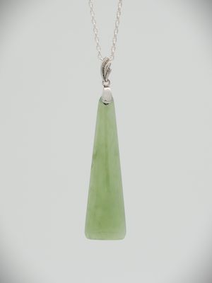 Moko Pounamu Kuru (Drop) NZ Genuine Inanga Greenstone & Sterling Silver - Tahakopa