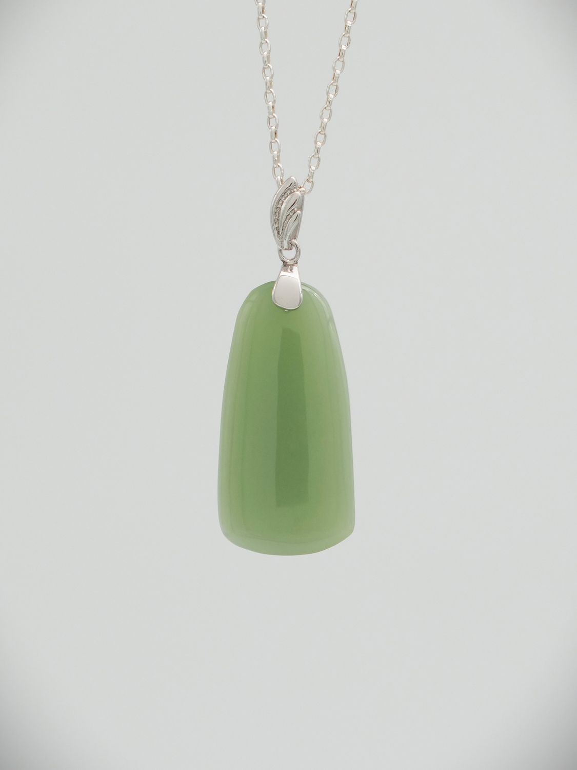 Moko Pounamu Kuru (Drop) NZ Genuine Inanga Greenstone & Sterling Silver - Waiwera