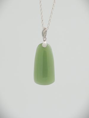 Moko Pounamu Kuru (Drop) NZ Genuine Inanga Greenstone & Sterling Silver - Waiwera
