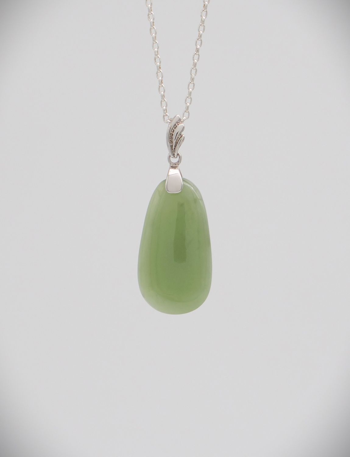 Moko Pounamu Roimata (Teardrop) NZ Genuine Inanga Greenstone & Sterling Silver - Kaihiku