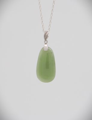 Moko Pounamu Roimata (Teardrop) NZ Genuine Inanga Greenstone & Sterling Silver - Kaihiku