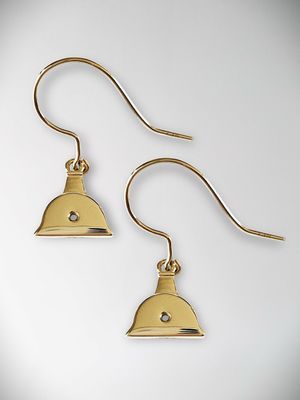 Moko Pounamu Shepherds Whistle 9ct Yellow Gold Drop Earrings SW6G