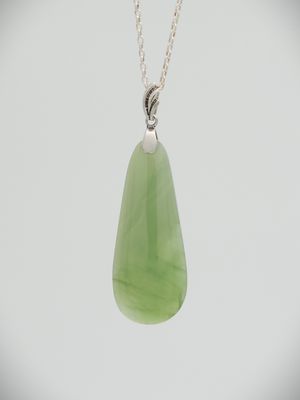 Moko Pounamu Roimata (Teardrop) NZ Genuine Inanga Greenstone & Sterling Silver - Tahatika