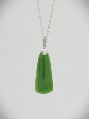 Moko Pounamu Kuru (Drop) NZ Genuine Kahurangi Greenstone & Sterling Silver - Mokoreta
