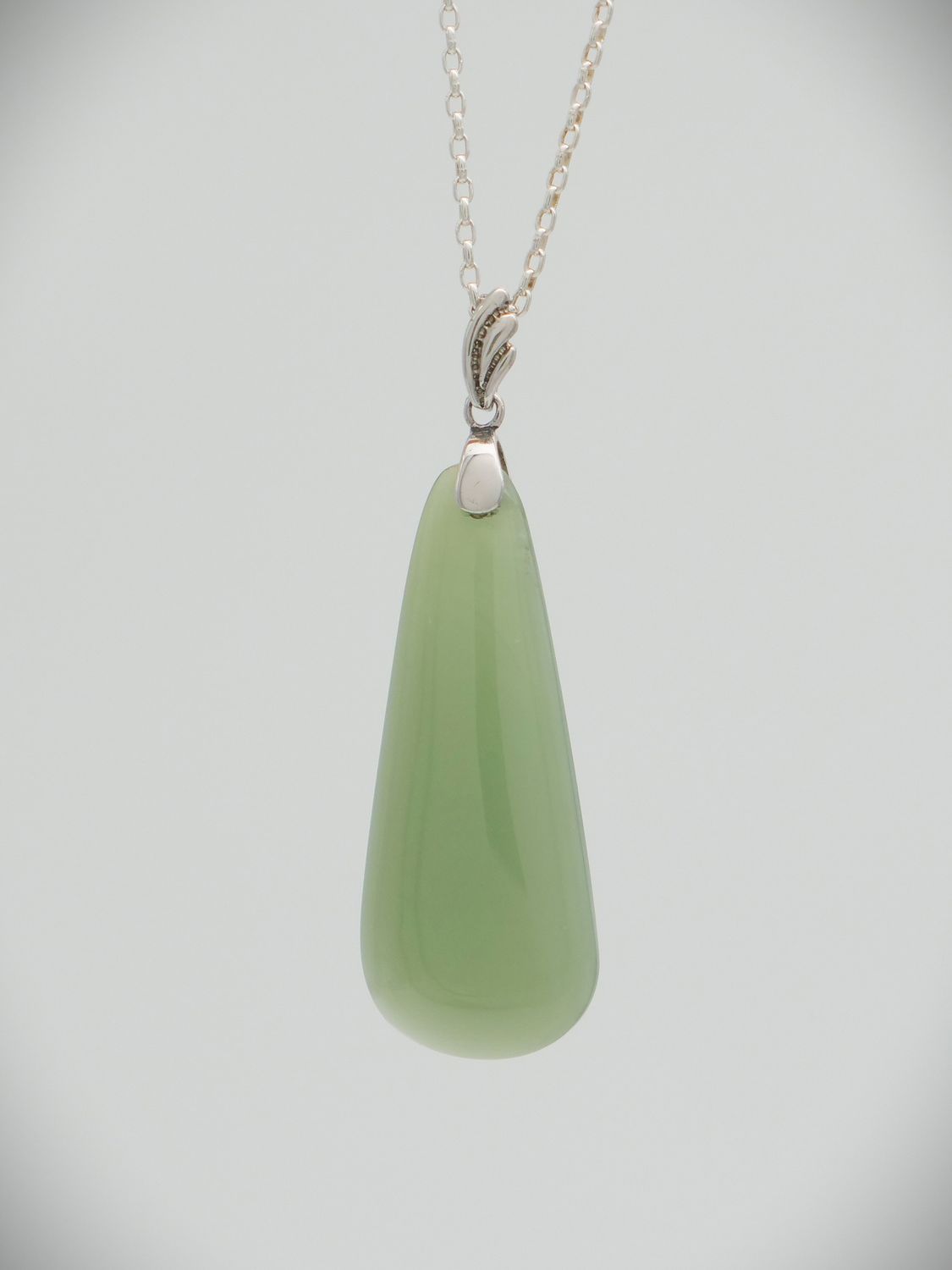 Moko Pounamu Roimata (Teardrop) NZ Genuine Inanga Greenstone & Sterling Silver - Purekireki