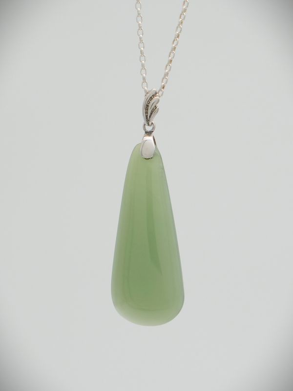 Moko Pounamu Roimata (Teardrop) NZ Genuine Inanga Greenstone & Sterling Silver - Purekireki