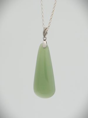 Moko Pounamu Roimata (Teardrop) NZ Genuine Inanga Greenstone & Sterling Silver - Purekireki