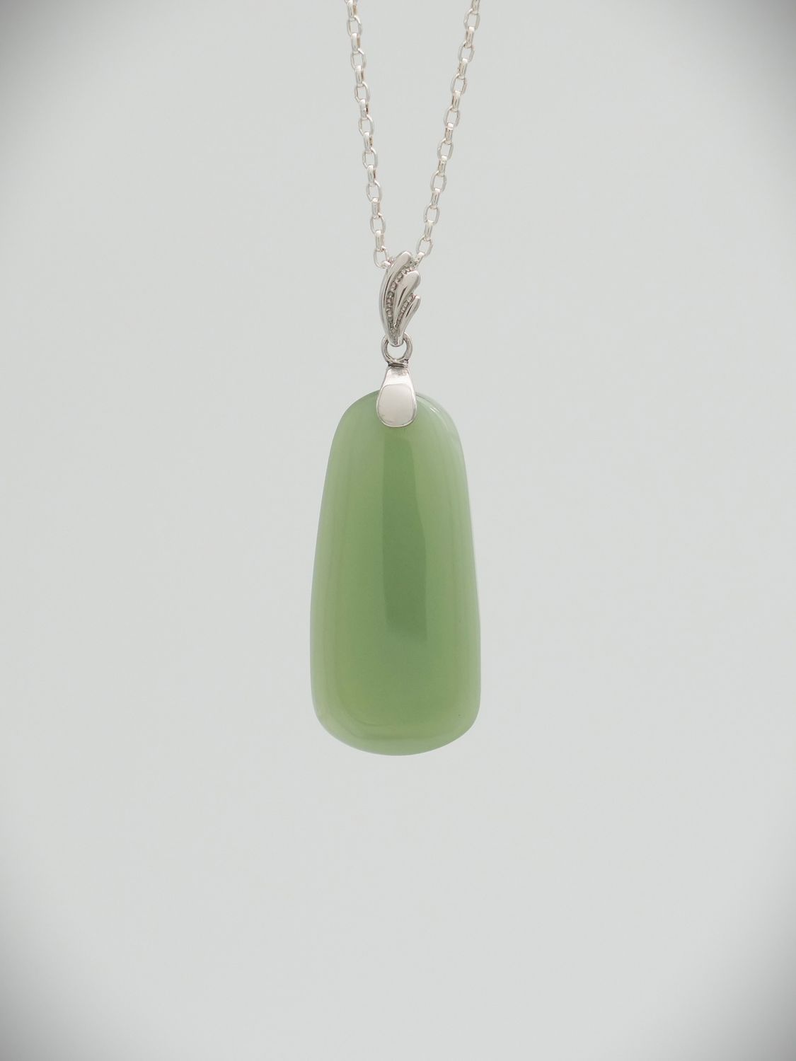 Moko Pounamu Kuru (Drop) NZ Genuine Inanga Greenstone & Sterling Silver - Ohai