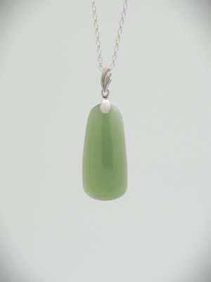 Moko Pounamu Kuru (Drop) NZ Genuine Inanga Greenstone & Sterling Silver - Ohai