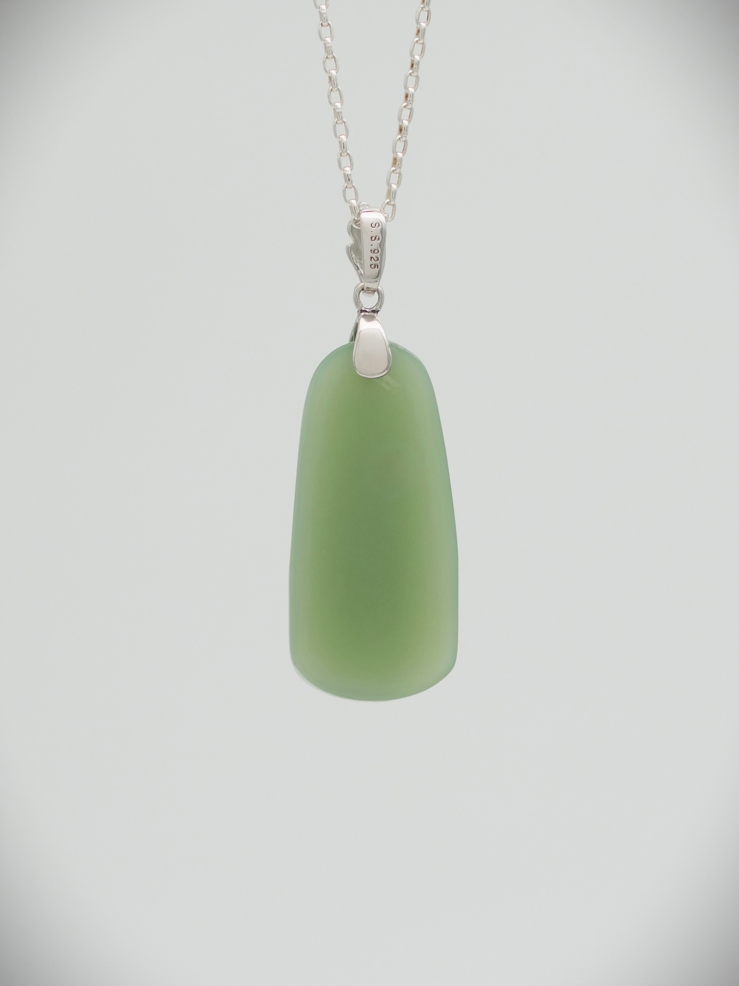 Moko Pounamu Kuru (Drop) NZ Genuine Inanga Greenstone & Sterling Silver - Ohai