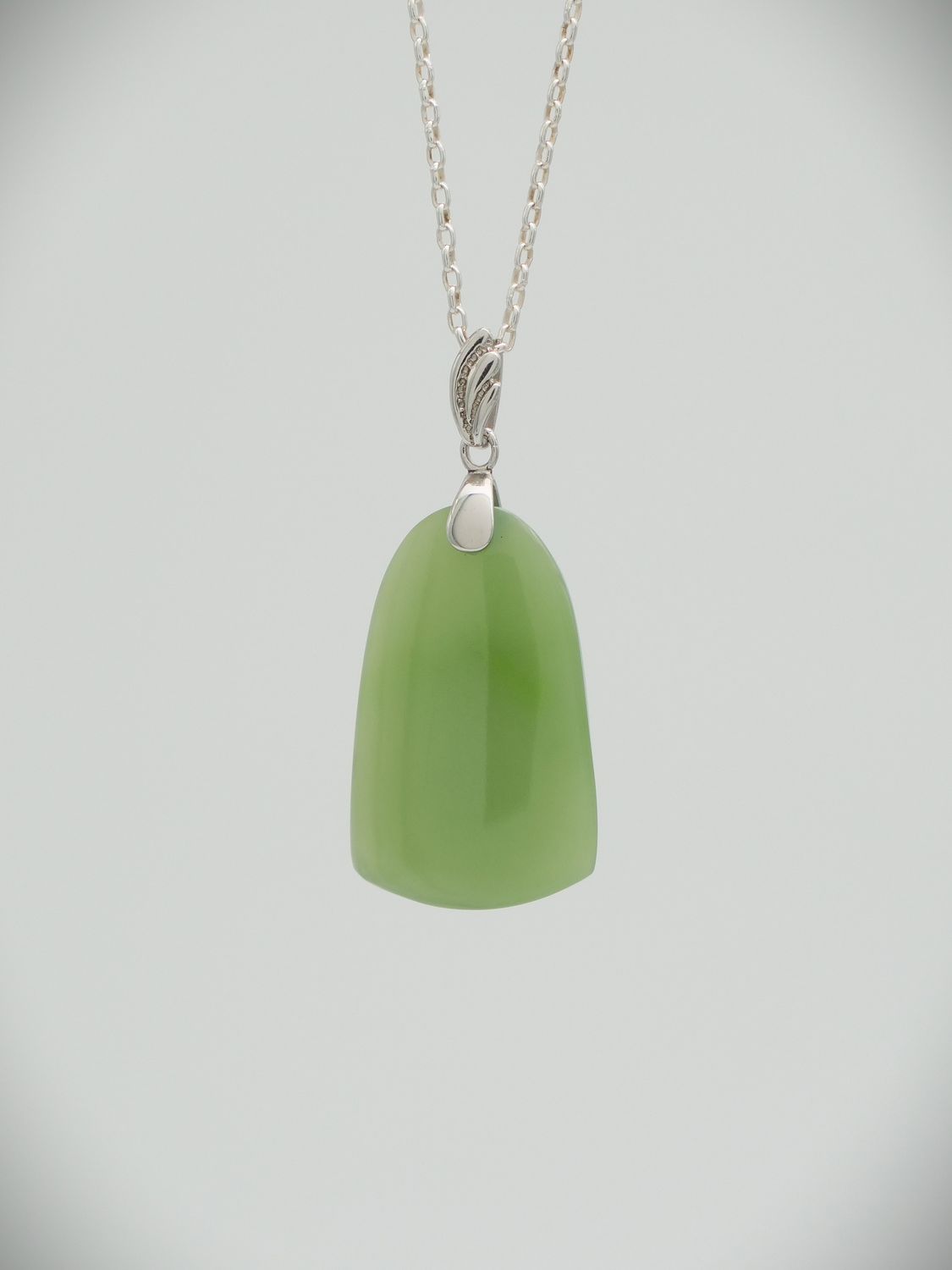 Moko Pounamu Kuru (Drop) NZ Genuine Inanga Greenstone & Sterling Silver - Waikaka