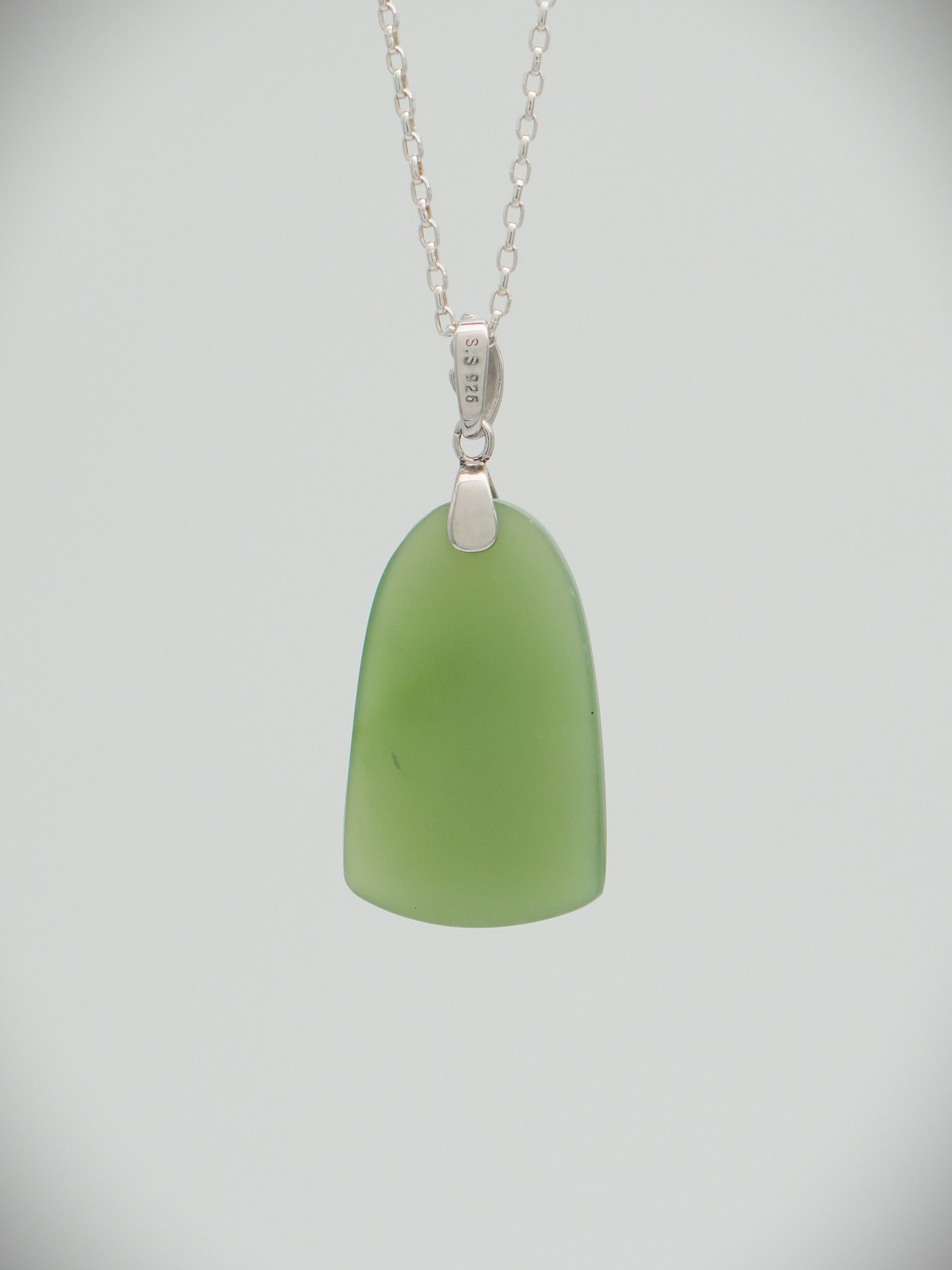 Moko Pounamu Kuru (Drop) NZ Genuine Inanga Greenstone & Sterling Silver - Waikaka