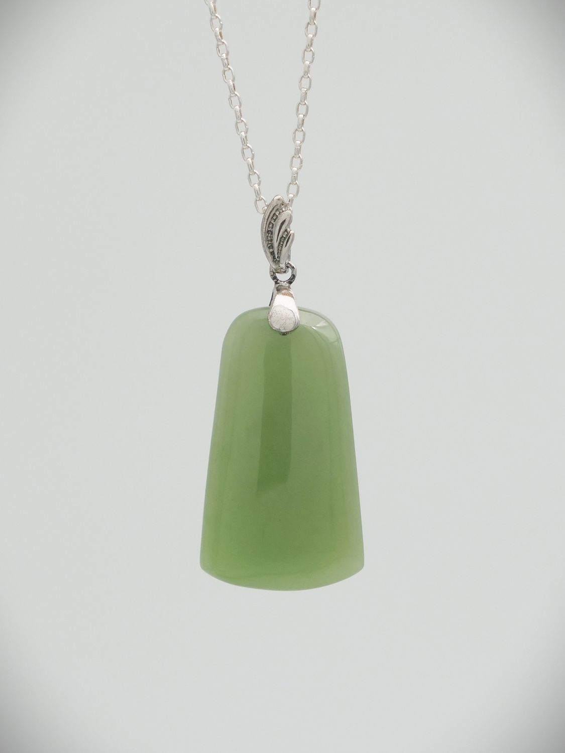 Moko Pounamu Kuru (Drop) NZ Genuine Inanga Greenstone & Sterling Silver - Waihola
