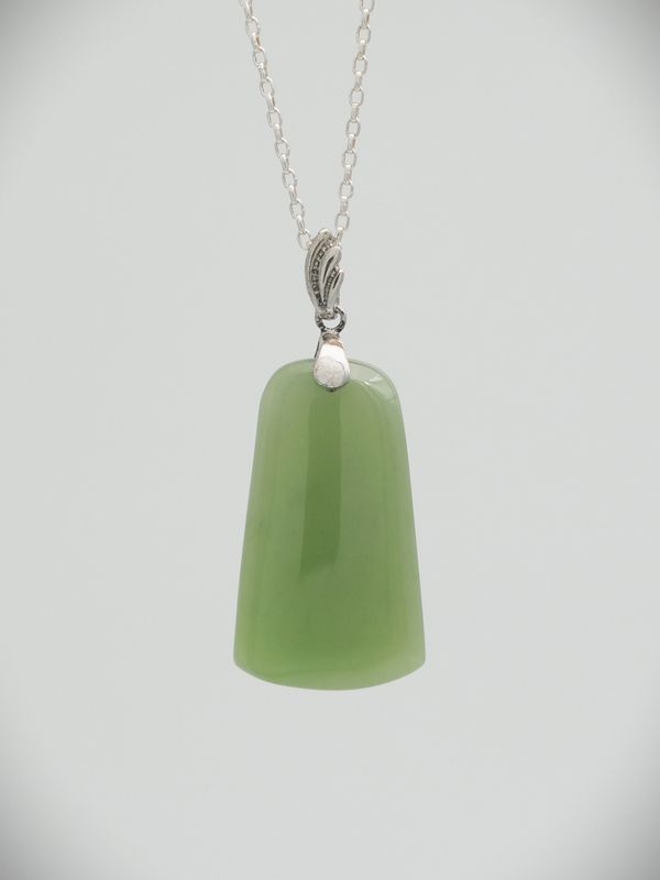 Moko Pounamu Kuru (Drop) NZ Genuine Inanga Greenstone & Sterling Silver - Waihola