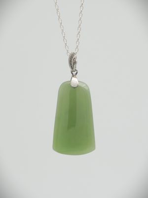 Moko Pounamu Kuru (Drop) NZ Genuine Inanga Greenstone & Sterling Silver - Waihola