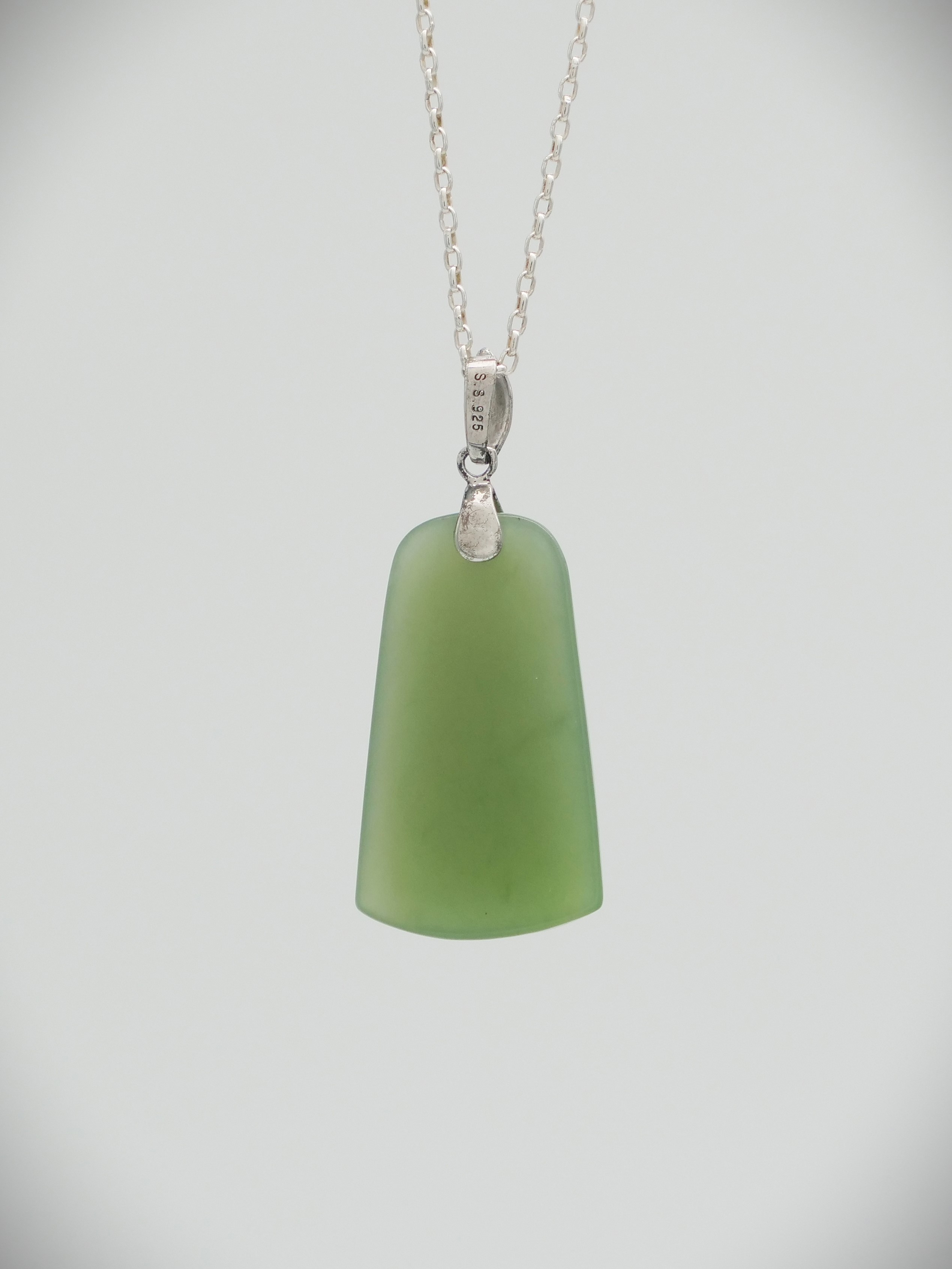 Moko Pounamu Kuru (Drop) NZ Genuine Inanga Greenstone & Sterling Silver - Waihola