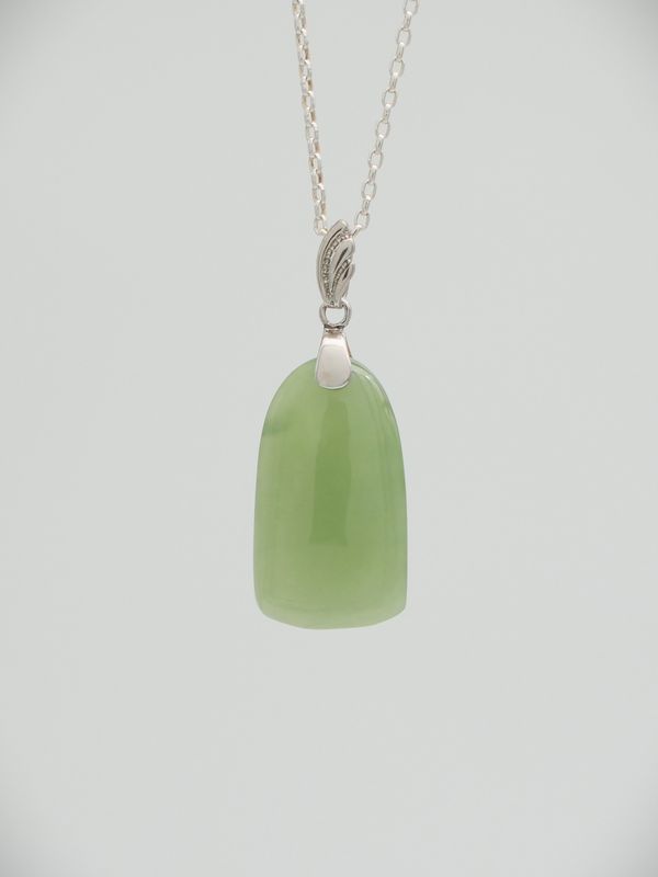 Moko Pounamu Kuru (Drop) NZ Genuine Inanga Greenstone & Sterling Silver - Otama