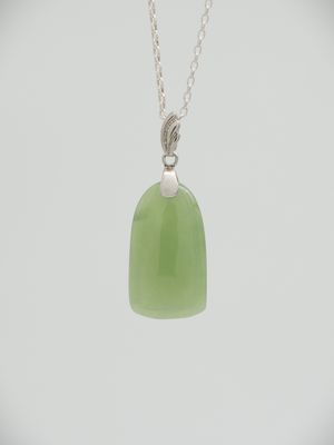 Moko Pounamu Kuru (Drop) NZ Genuine Inanga Greenstone & Sterling Silver - Otama