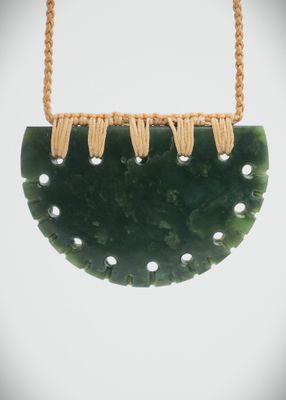Moko Pounamu Notched Kouma (Breastplate) NZ Genuine Kawakawa  Greenstone - Oreti