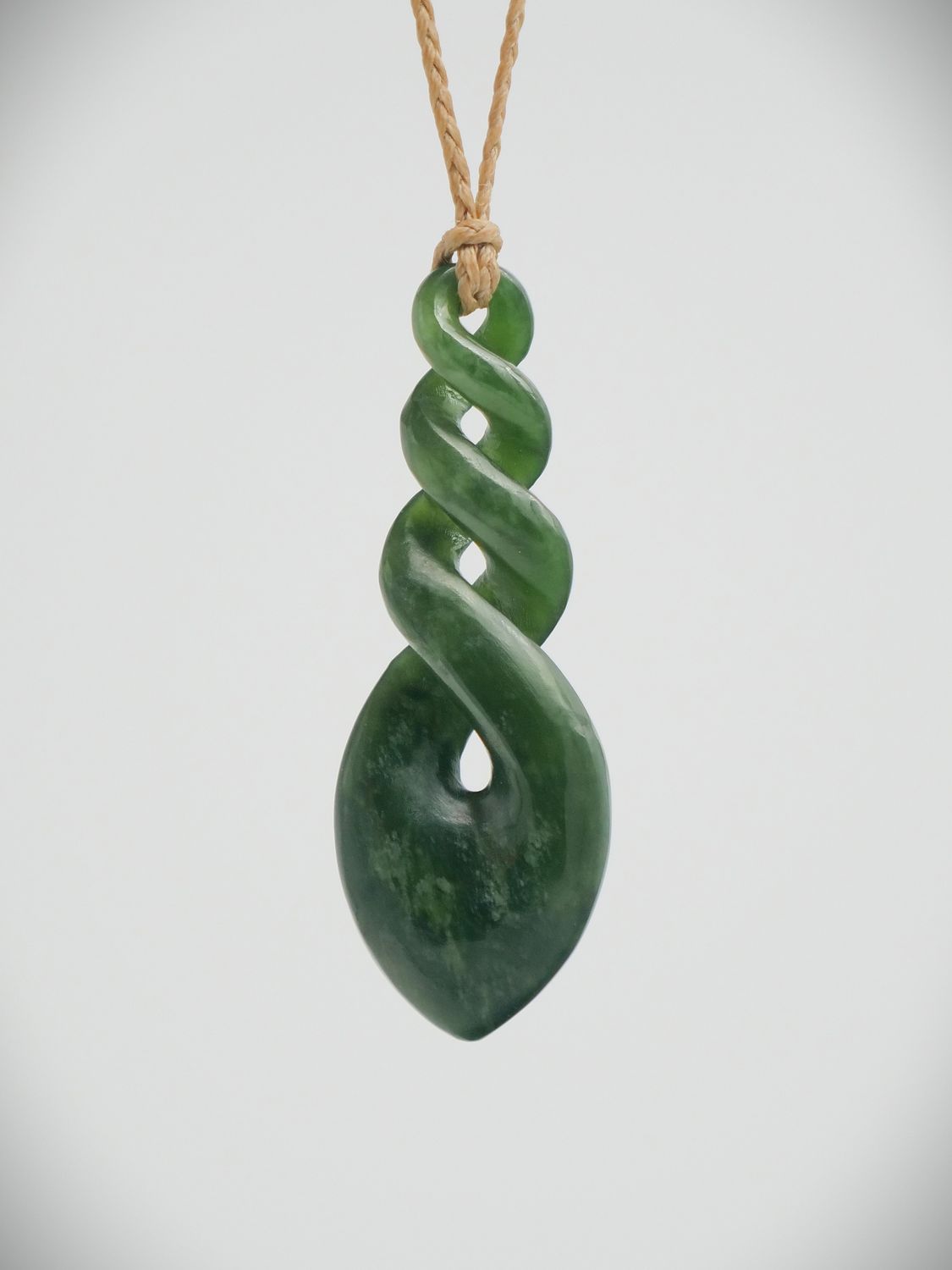 Moko Pounamu Triple Pikorua (Twist) NZ Genuine Kawakawa Greenstone - Nopera