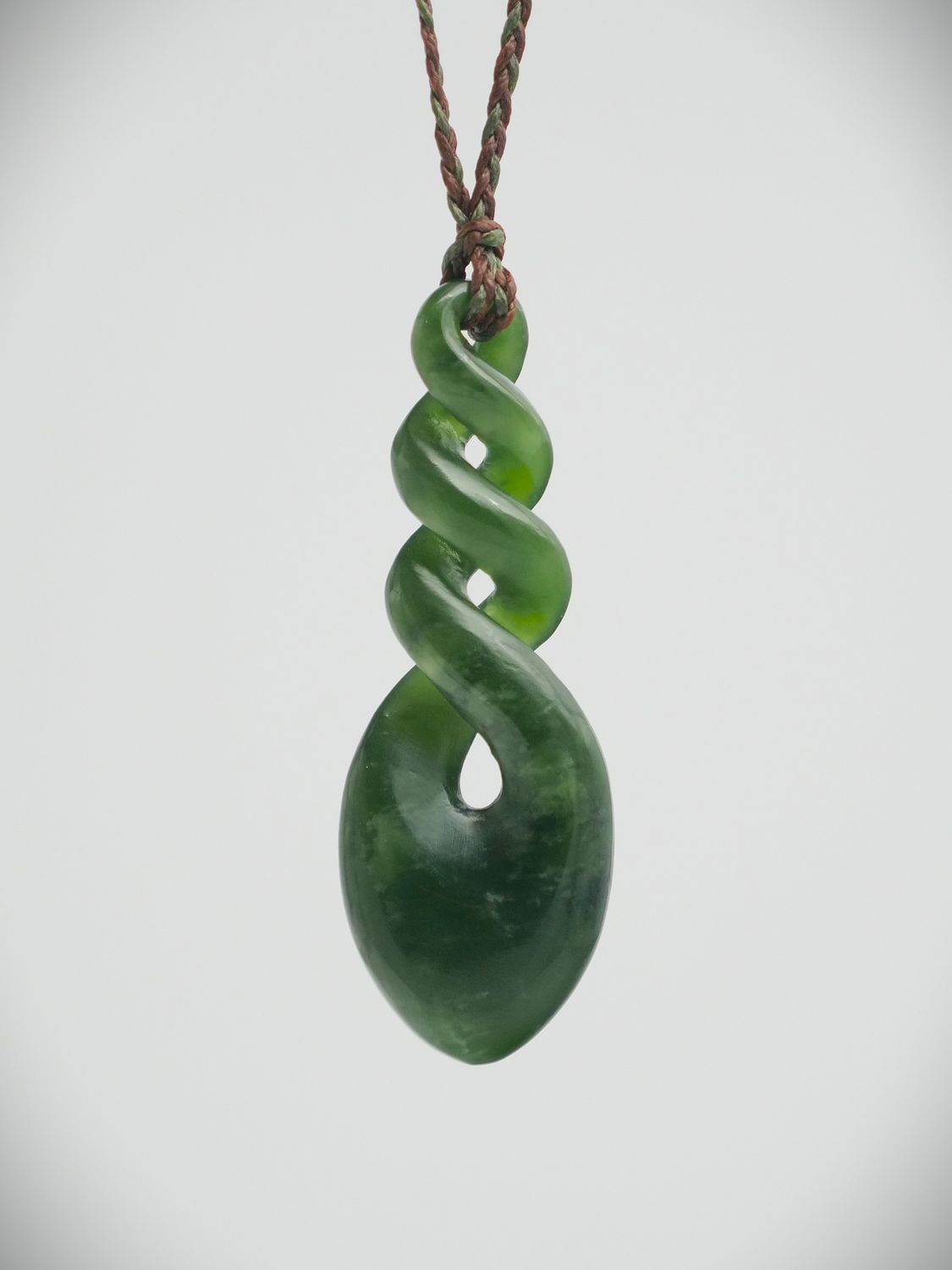 Moko Pounamu Triple Pikorua (Twist) NZ Genuine Kawakawa Greenstone - Matakanui