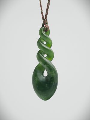 Moko Pounamu Triple Pikorua (Twist) NZ Genuine Kawakawa Greenstone - Matakanui