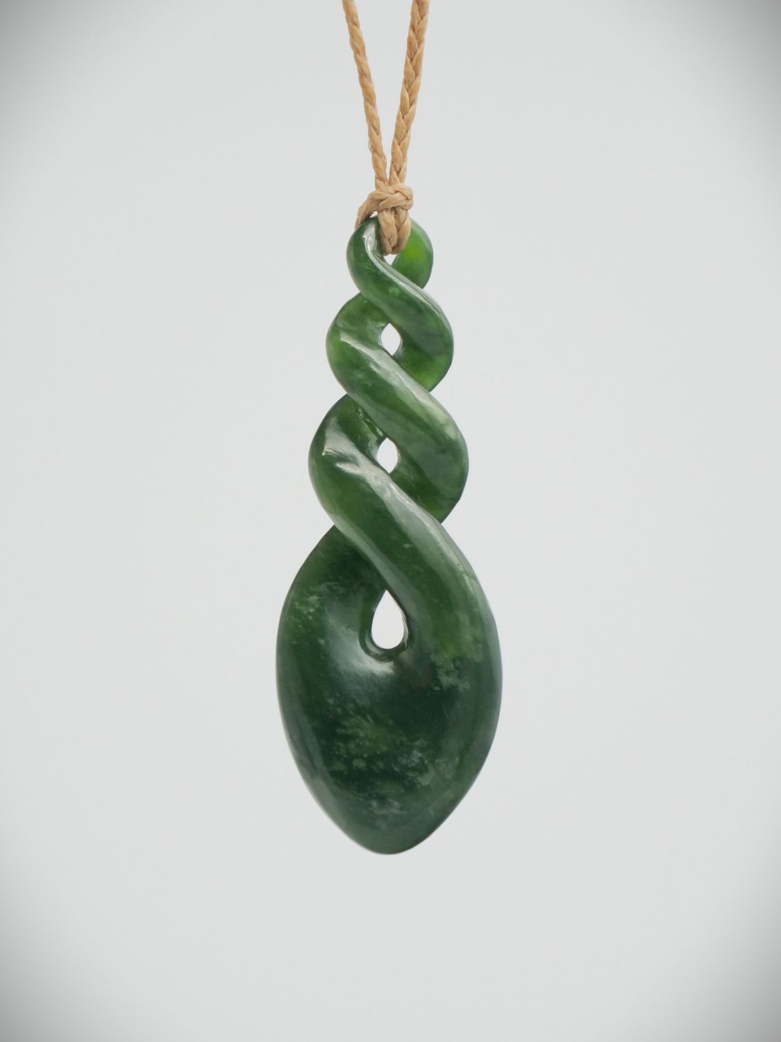Moko Pounamu Triple Pikorua (Twist) NZ Genuine Kawakawa Greenstone - Puketoi