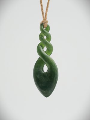 Moko Pounamu Triple Pikorua (Twist) NZ Genuine Kawakawa Greenstone - Omakau