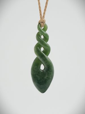 Moko Pounamu Triple Pikorua (Twist) NZ Genuine Kawakawa Greenstone - Matangi
