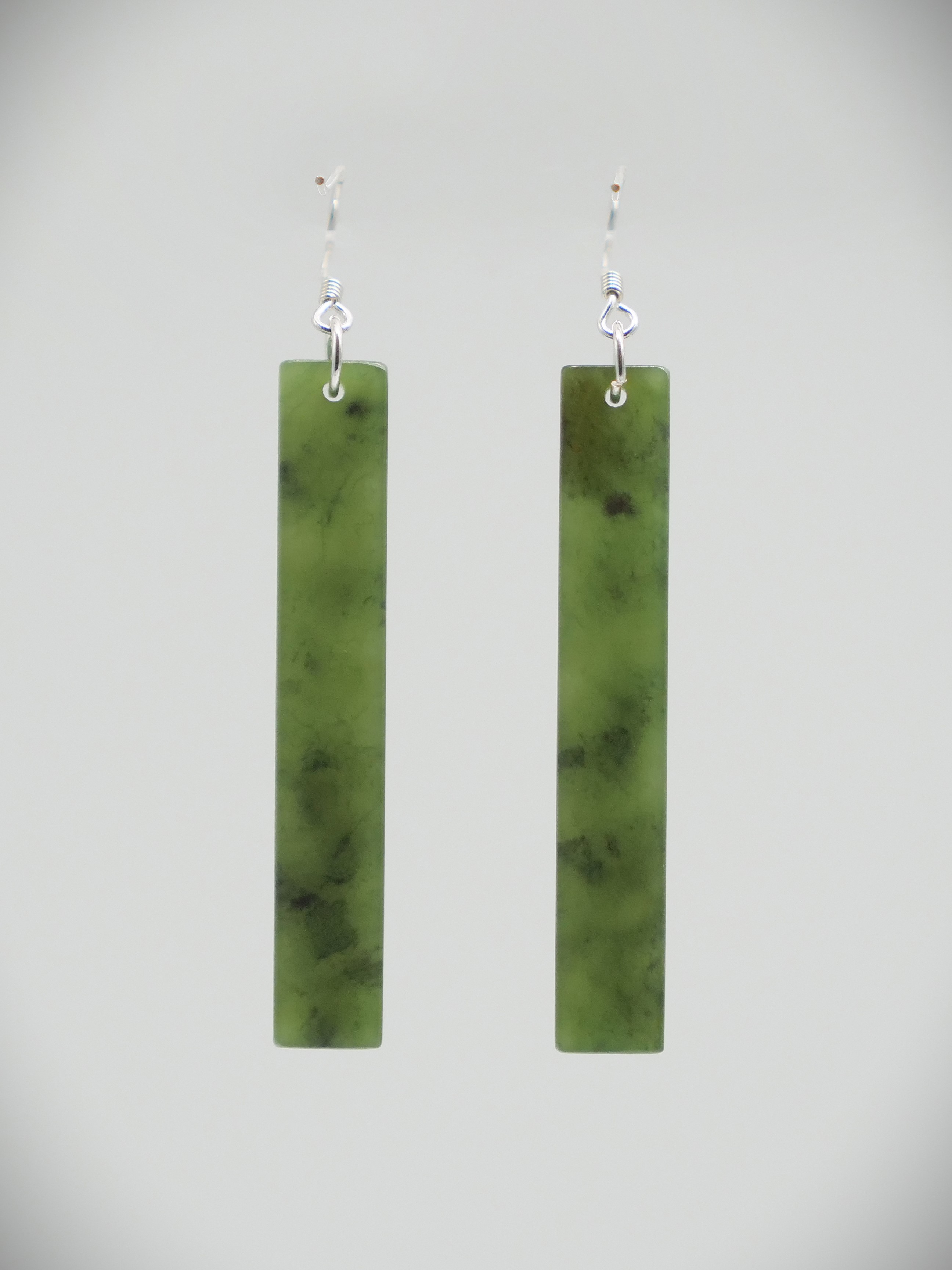 Moko Pounamu NZ Genuine Kawakawa Greenstone & Sterling Silver Earrings  KDE4