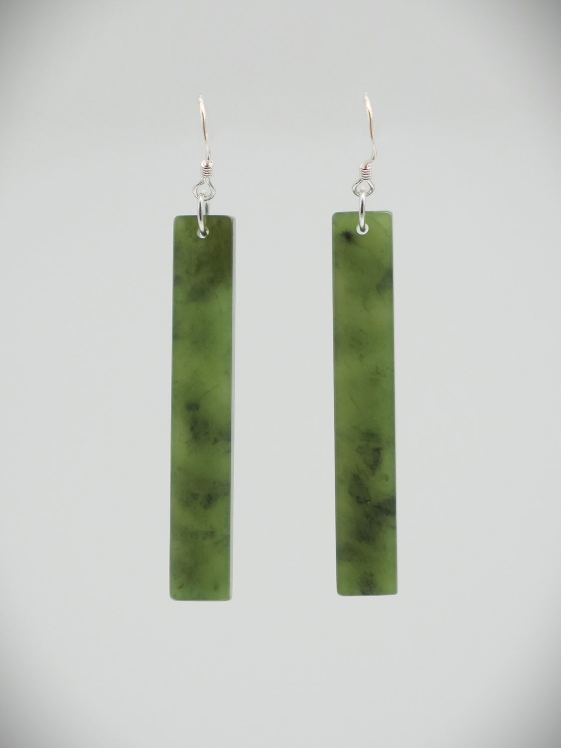 Moko Pounamu NZ Genuine Kawakawa Greenstone & Sterling Silver Earrings  KDE4