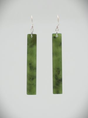 Moko Pounamu NZ Genuine Kawakawa Greenstone & Sterling Silver Earrings  KDE4