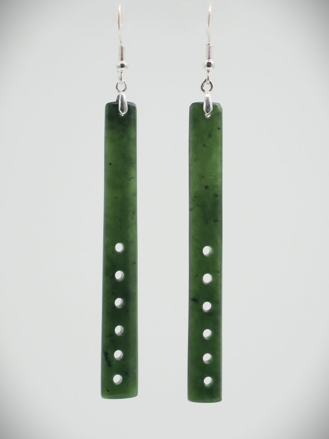 Moko Pounamu NZ Kawakawa Greenstone & Sterling Silver Earrings 11660