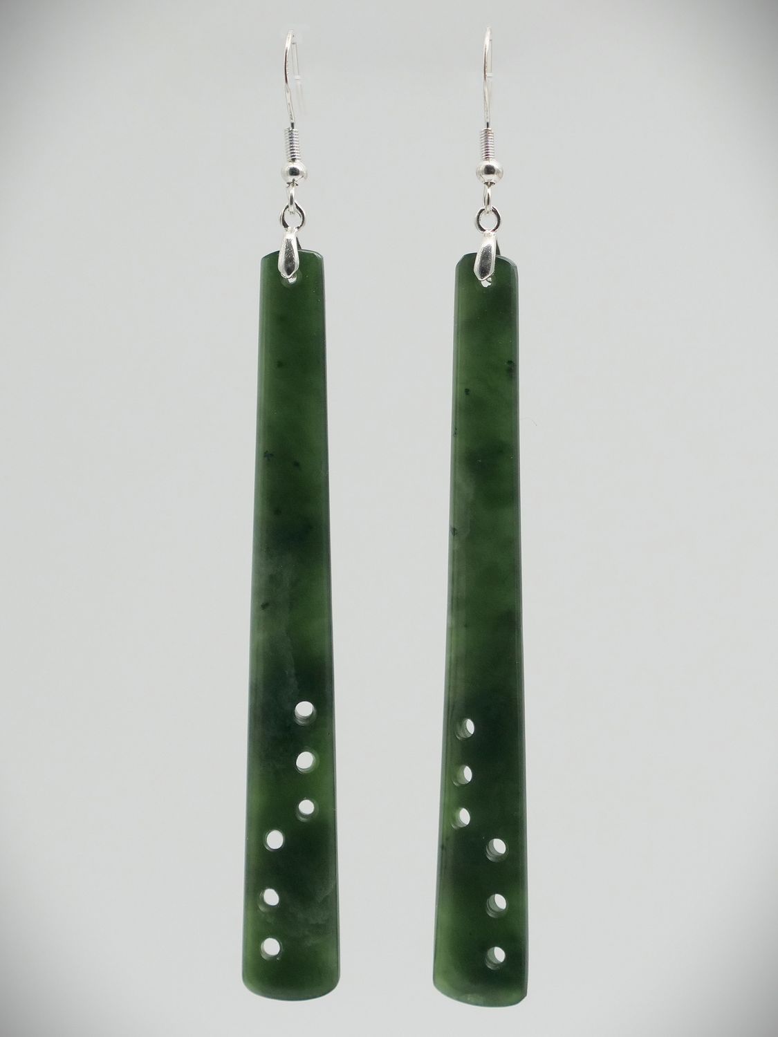Moko Pounamu NZ Kawakawa Greenstone & Sterling Silver Earrings 11662